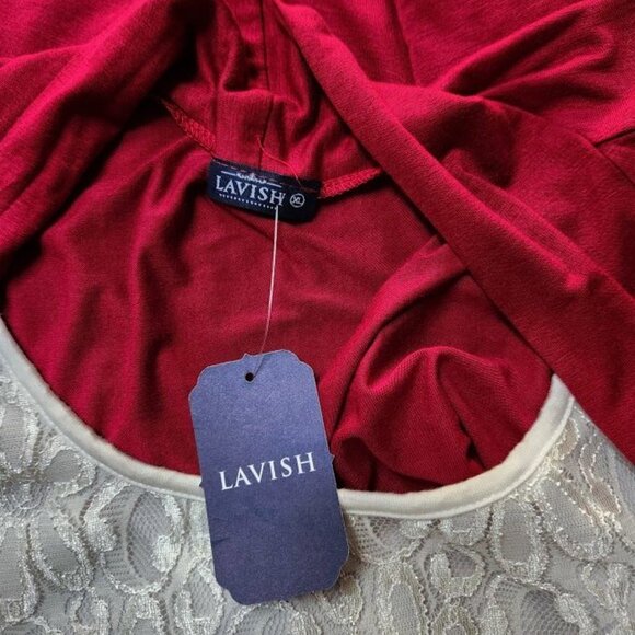 NWT Lavish red twinset (lace front with attached open front cardigan) sz XL - Picture 3 of 3